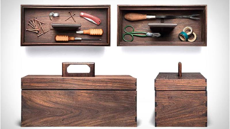 Reclaimed Tropical Walnut: cassetta degli attrezzi, con stile