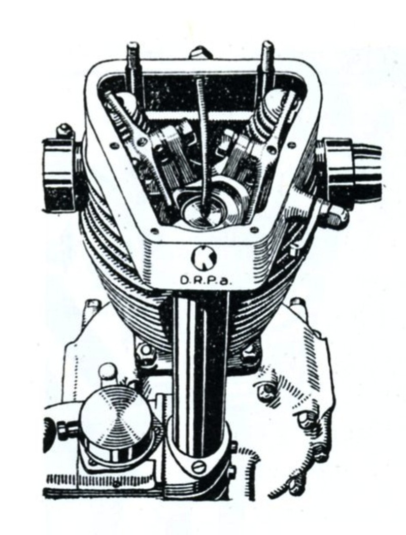 Il motore tedesco &ldquo;K&rdquo; utilizzava un unico disco, nel quale erano ricavate due piste concentriche con relative camme frontali, per azionare le due valvole mediante bilancieri a due bracci