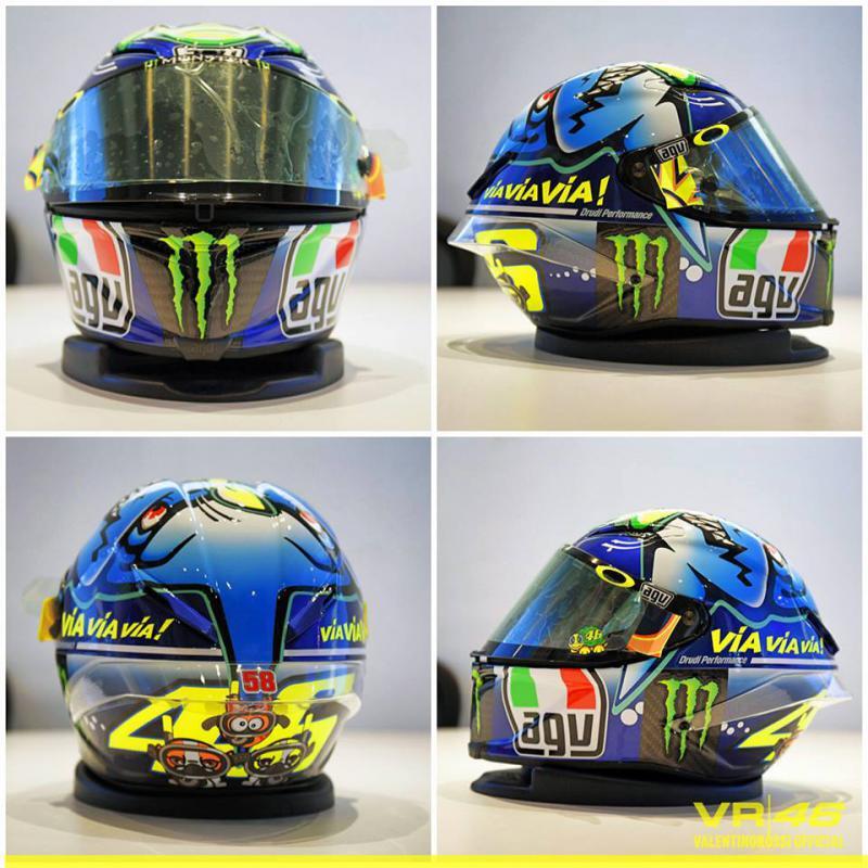 MotoGP 2015. Rossi braccato dagli squali nel casco speciale per Misano