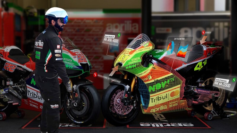 MotoGP. Nel box Aprilia con la realt&agrave; aumentata