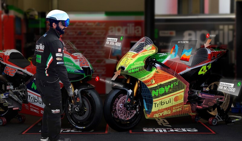 MotoGP. Nel box Aprilia con la realt&agrave; aumentata