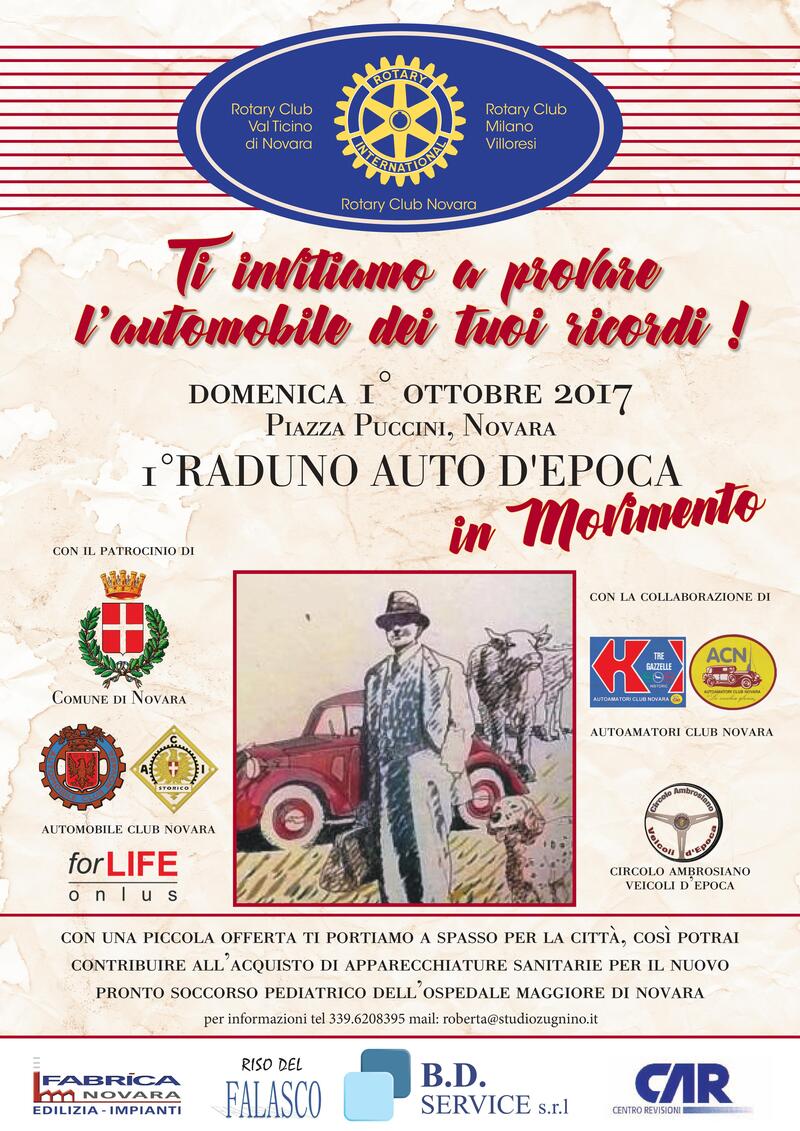 1&deg; Raduno di Auto d&rsquo;Epoca in movimento. Un giro a Novara per beneficenza