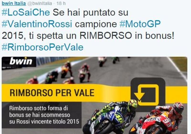 Scommesse Rossi campione: bwin rimborsa