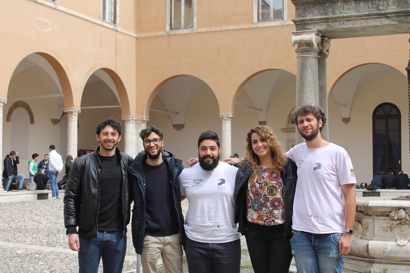 Alcuni rappresentanti del SGRT: da sinistra, Giuseppe Stornelli (Responsabile Tecnico Vehicle Dynamics); Andrea Fratini (Capo Reparto Operations); Jacopo Di Resta (Responsabile Progettazione Motore); Beatrice De Santis (Team Leader); Giuseppe Vincenza Castellitto (Reparto Motore) 