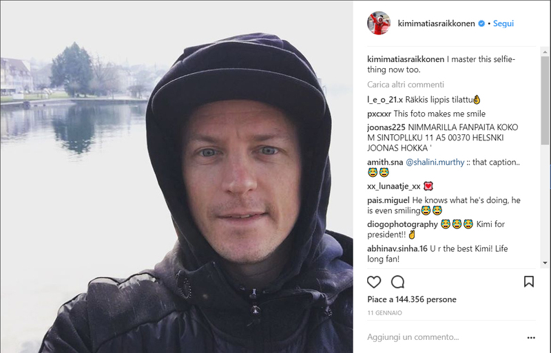 Il primo selfie di Kimi Raikkonen su Instagram