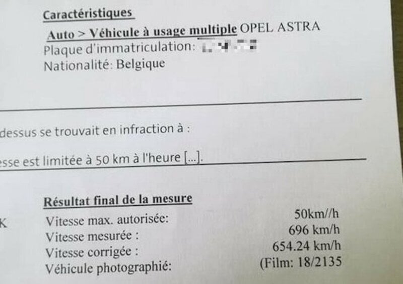 Multa a 696 km/h con una Opel Astra!