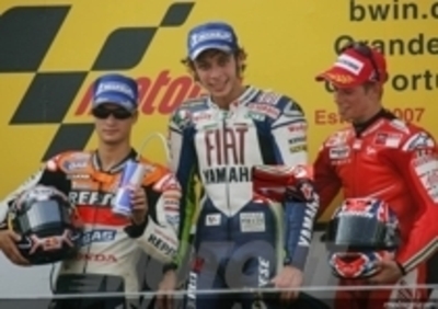 Rossi, Pedrosa e Stoner danno spettacolo. Grande Moto Gp in Portogallo.