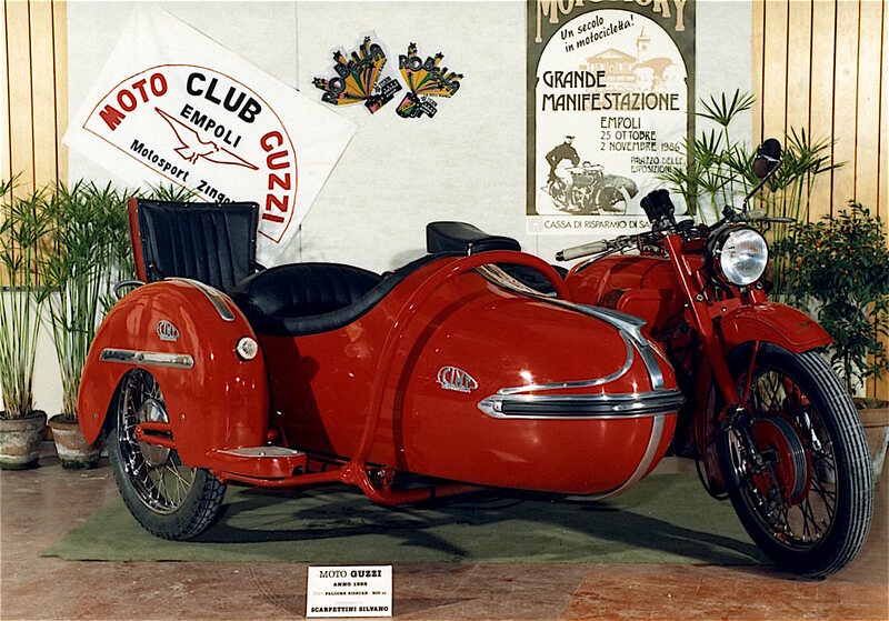 I sidecar italiani pi&ugrave; diffusi sono stati i Guzzi 500. La robustezza e il tiro vigoroso erano i punti di forza del classico monocilindrico orizzontale a corsa corta e con volano esterno. Il carrozzino qui mostrato &egrave; biposto