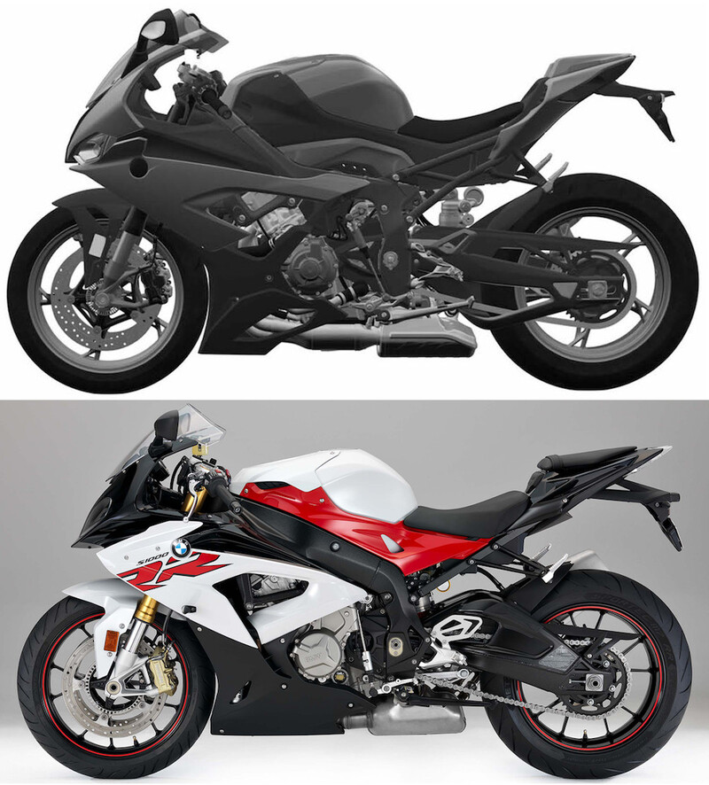 I rendering della versione 2019 a confronto con l&#039;attuale modello di BMW S1000RR