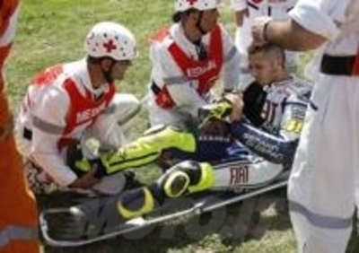 Rossi cade, frattura scomposta ed esposta di tibia e perone