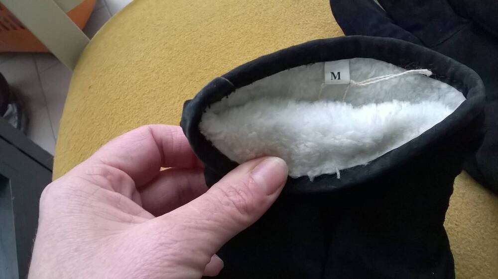 Guanti neri scamosciati tg M Vintage (8)