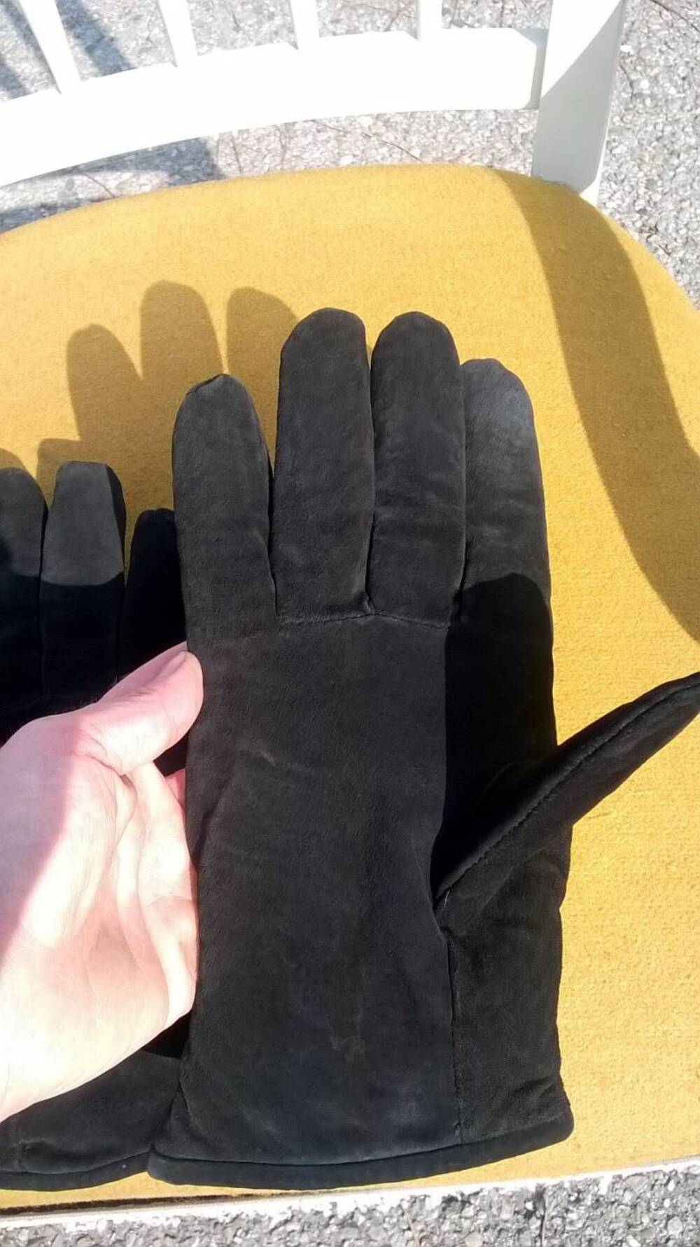 Guanti neri scamosciati tg M Vintage (2)