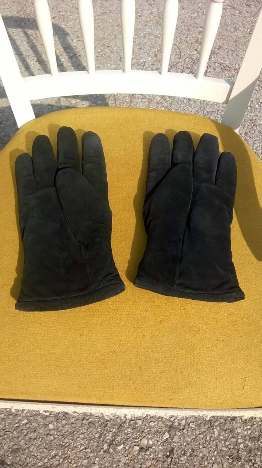 Guanti neri scamosciati tg M Vintage (3)