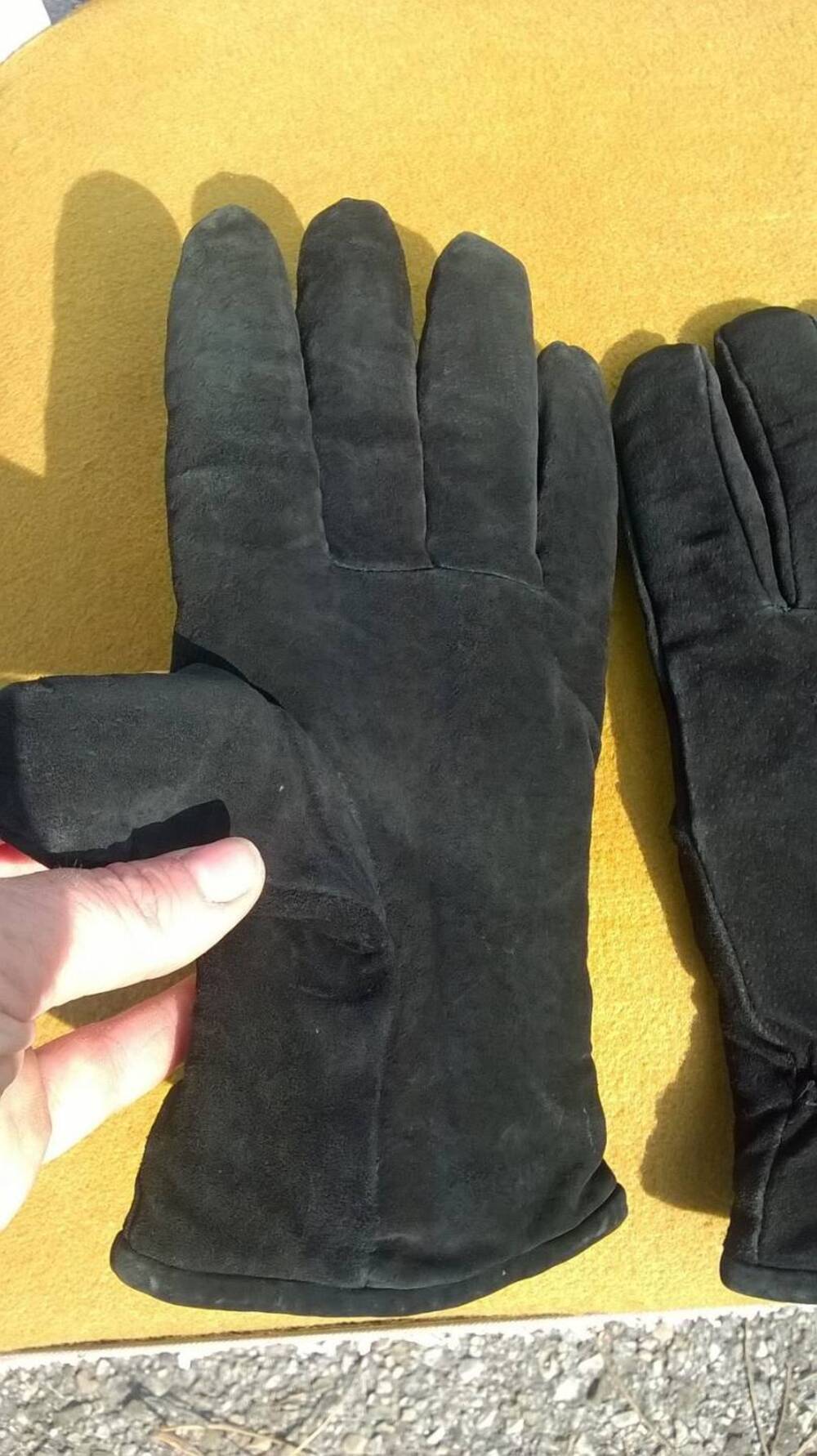 Guanti neri scamosciati tg M Vintage (4)