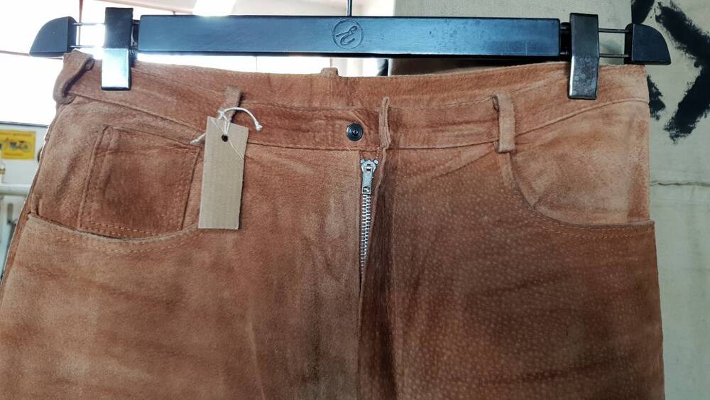 Pantaloni in camoscio foderati Tg 46 Artigianale (2)