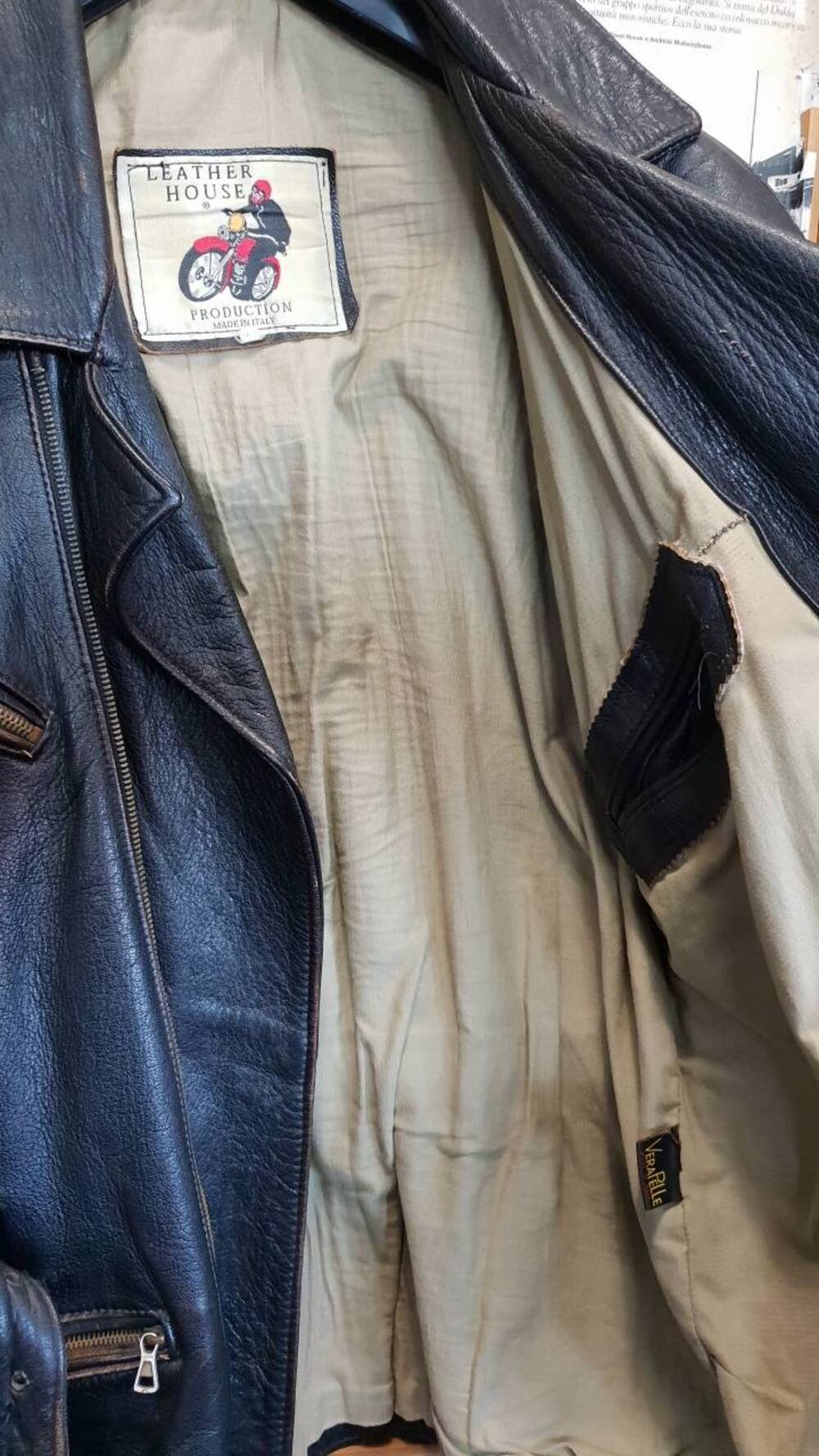 Giacca nera in pelle tg XL Leather House (5)