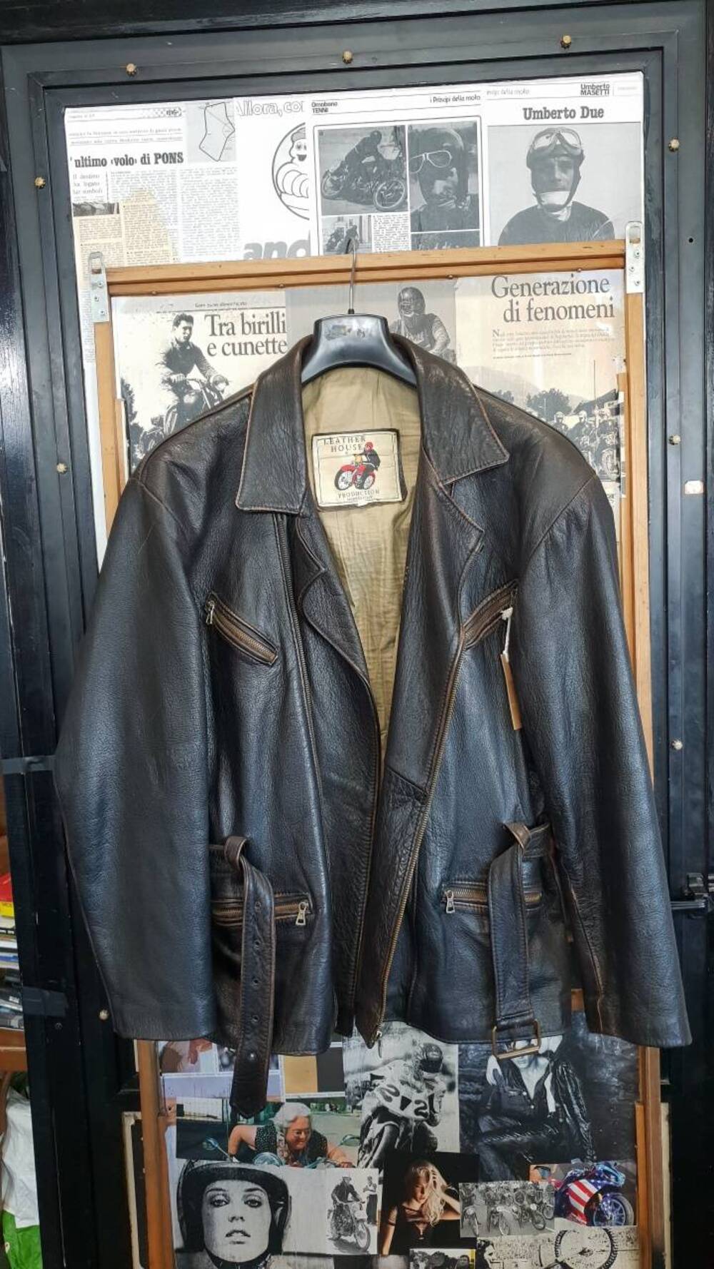 Giacca nera in pelle tg XL Leather House (3)