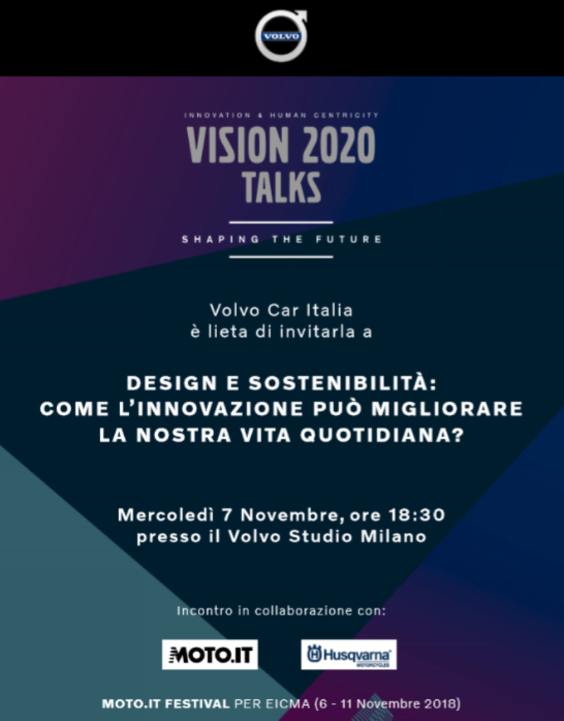 Workshop al Volvo Studio, 7 novembre: All&rsquo;appuntamento infatti parteciperanno Volvo, padrone di casa, e Husqvarna, azienda motociclistica che con Volvo condivide il dna svedese e la passione per il design