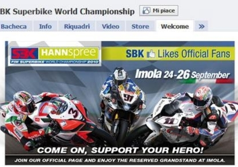 E&#039; online su Facebook la pagina SBK likes Official Fans