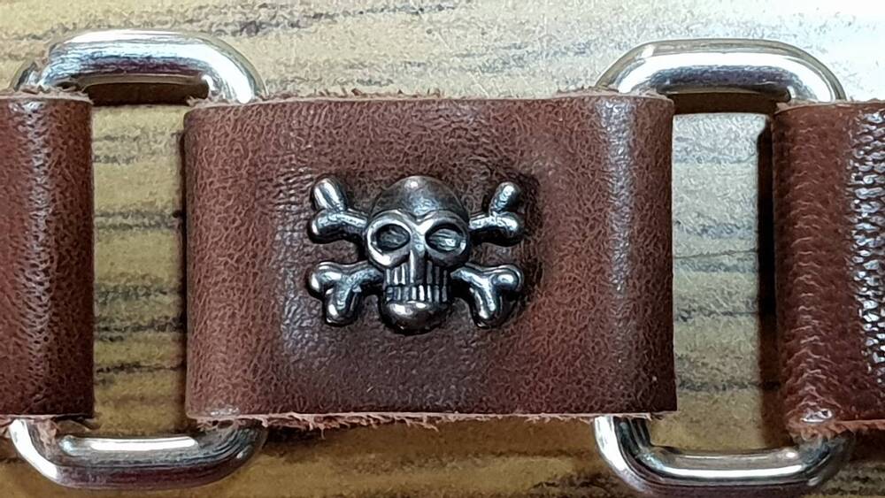 Braccialetto marrone con testa di morte Custom (3)
