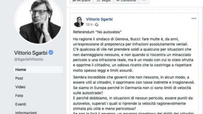 Sgarbi: &quot;Multe? Odioso ricatto ai cittadini!&quot;