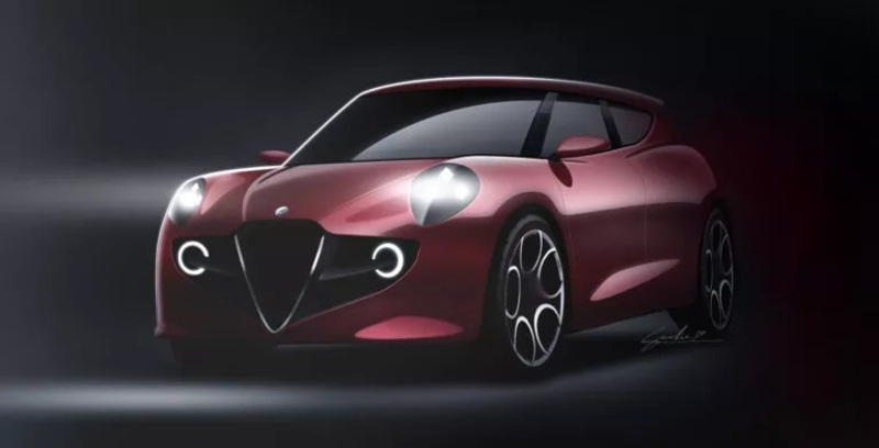 Il frontale della Alfa Romeo Milano (disegno di Gianmarco Giacchina)