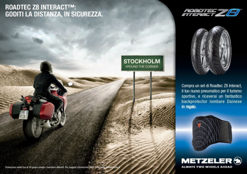 Metzeler Roadtec Z8 Interact: un paraschiena Dainese in omaggio