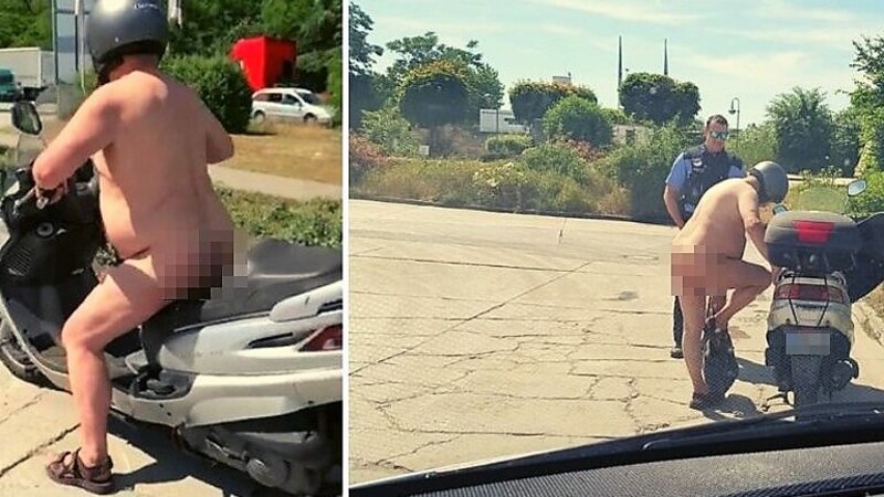 Guidatori esasperati dal caldo record in tutta Europa: polizia tedesca controlla scooterista nudo [foto]