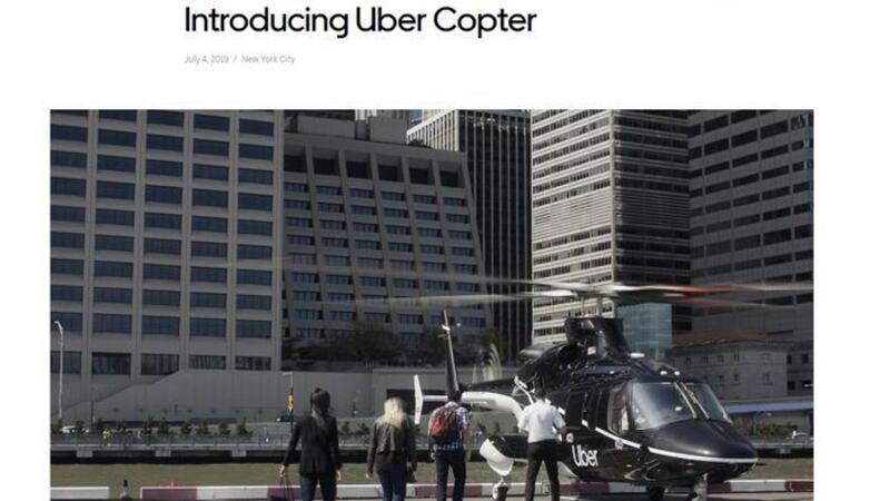 Uber, a New York arriva il taxi-elicottero