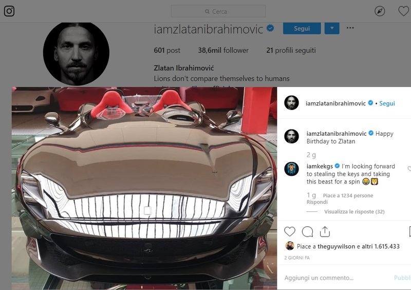 Zlatan Ibrahimovic si regala una Ferrari Monza SP2