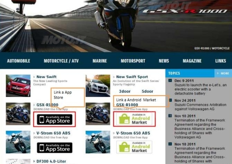 Suzuki arriva anche su smartphone e tablet con le app dedicate