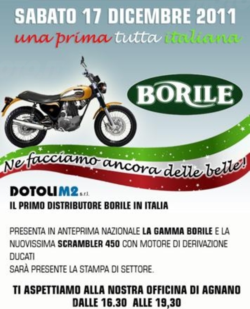 Anteprima della gamma Borile il 17 dicembre ad Agnano (NA)