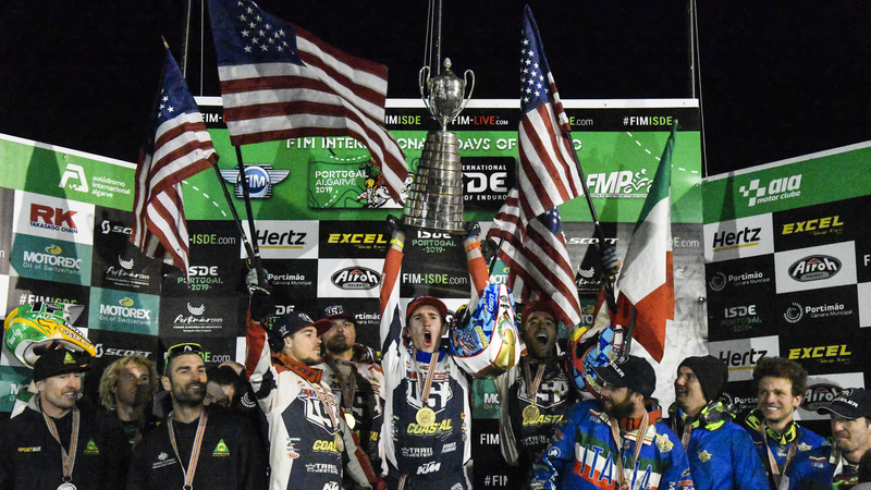 ISDE 2019 Portugal. Finale. USA Overall, Australia Junior, Sanders Hero