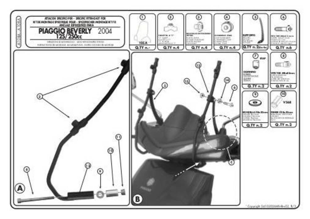 Attacchi parabrezza Kappa per Piaggio Beverly (2)