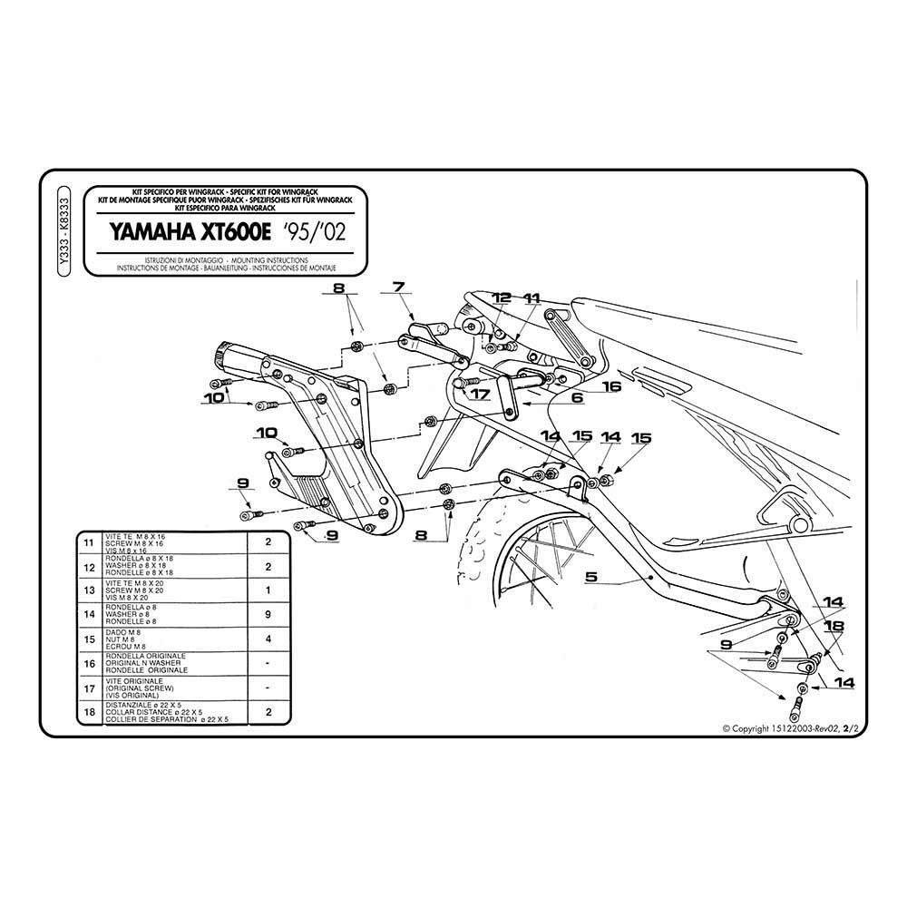 Kit montaggio wingrack per YAMAHA XT 600 E Givi