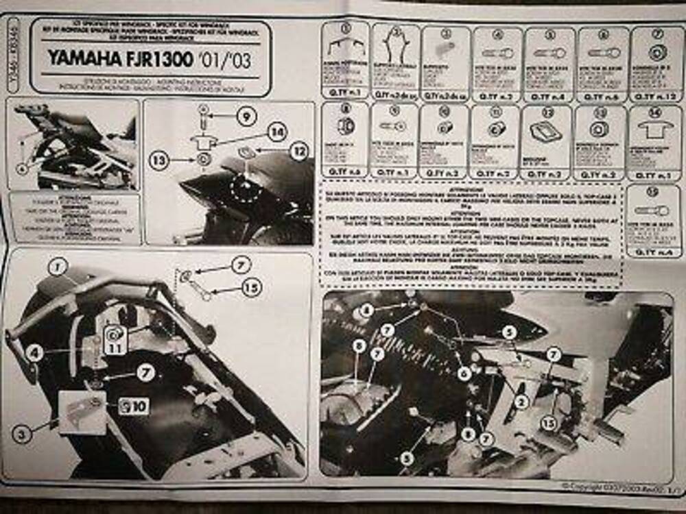 Attacchi per wingrack specifici Yamaha FJR 1300 Givi