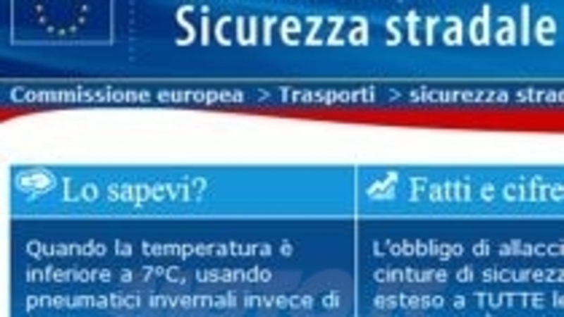 Nuovo sito Internet dell&#039;Unione Europea per la sicurezza stradale