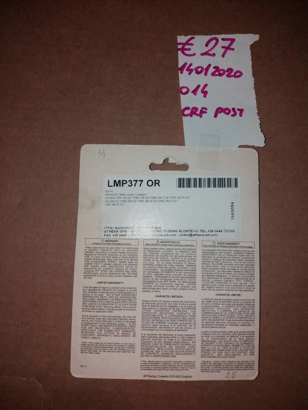 Pastiglie Posteriori AP RACING LMP 377 OR Galfer (2)