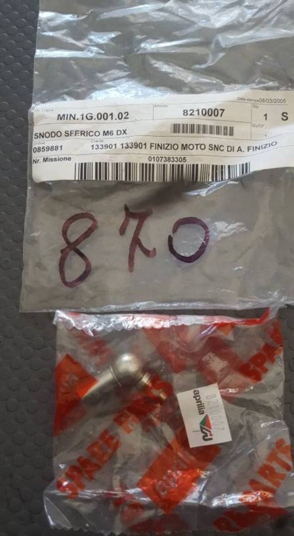 SNODO SFERICO DX M6 APRILIA