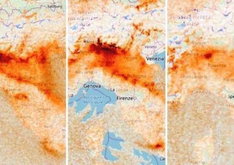 La parte &quot;buona&quot; del male, Coronavirus: calo smog al Nord si vede dai satelliti [mappa biossidi azoto]
