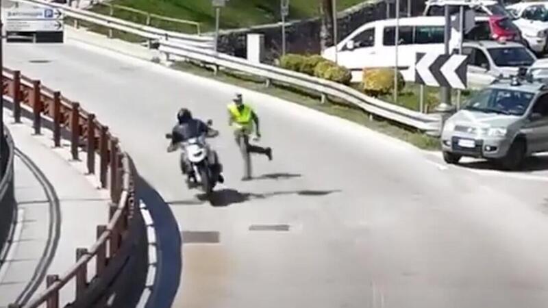 Coronavirus: motociclista sfonda posto di blocco