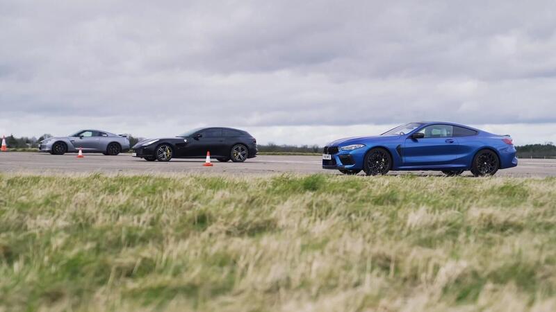 Super Drag Race: BMW M8, Nissan GT-R e Ferrari GTC4Lusso [VIDEO]