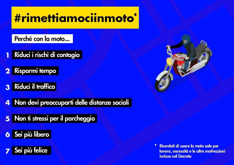 Fase 2 #rimettiamociinmoto - Sette motivi per cui le &quot;due ruote&quot; sono, e saranno sempre pi&ugrave; importanti - IL NOSTRO MANIFESTO