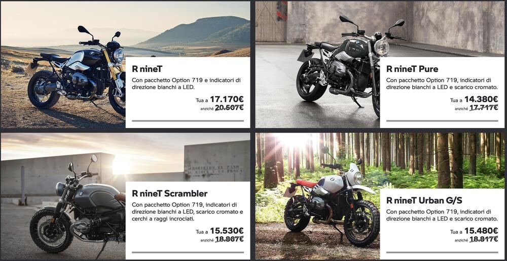 Le quattro BMW NineT in versione Online Edition