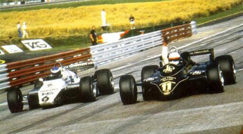 L&#039;arrivo al photofinish di Elio De Angelis nel 1982 in Austria