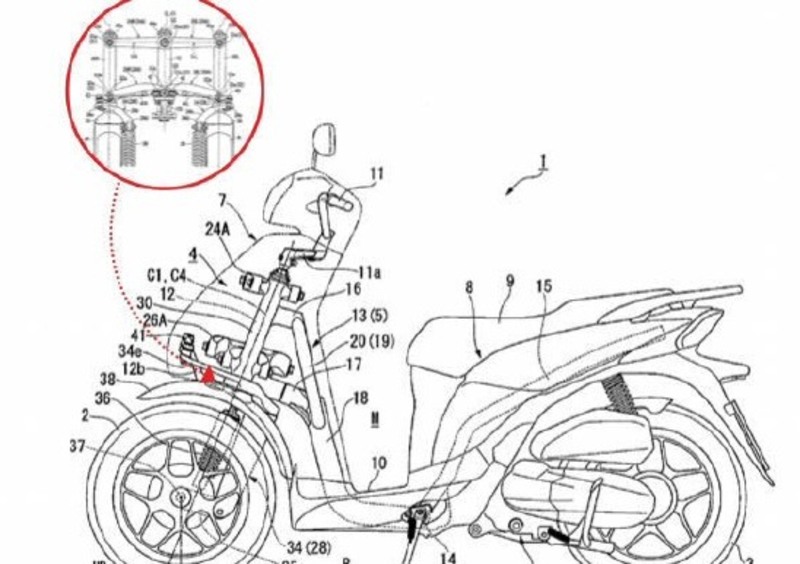 Honda, nuovo brevetto scooter a tre ruote?