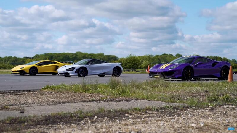 Drag Race: McLaren 720S vs Ferrari 488 Pista vs Lamborghini Aventador SV