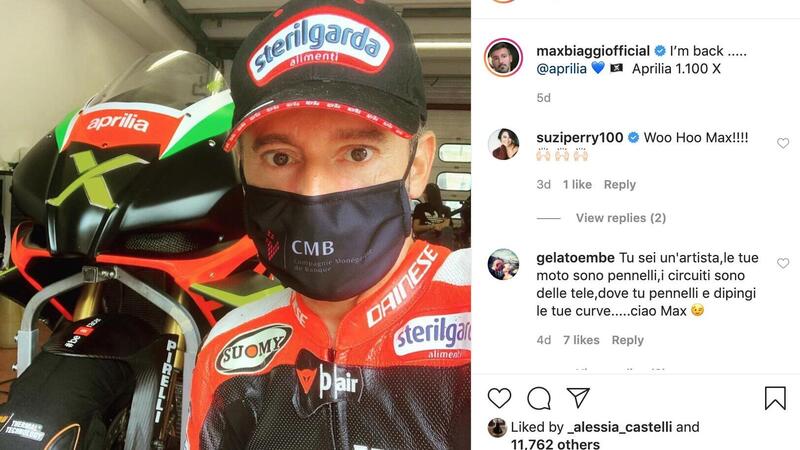 Max Biaggi ai test Aprilia a Misano