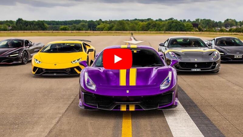 Ferrari 488 contro TUTTE: 812 Superfast, McLaren 720s, Lamborghini Huracan e...Porsche Taycan S! 