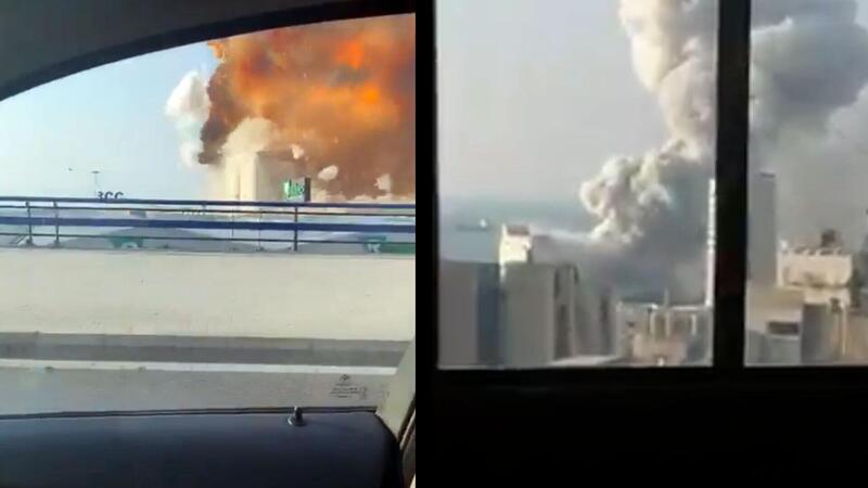 Le esplosioni di Beirut viste dall&#039;auto e da un palazzo. 50 morti e 3.000 feriti [video]